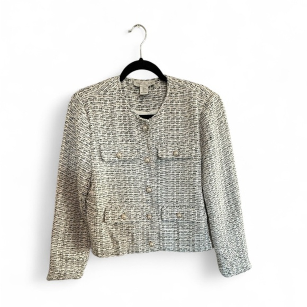 Rachel Zoe Women’s Black,White and gold Tweed Blazer